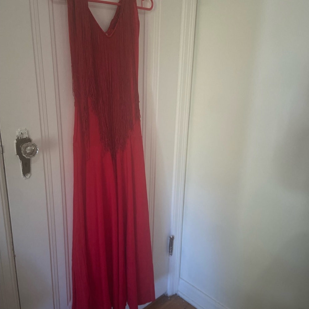 Red Flamenco Fringe Dance Dress